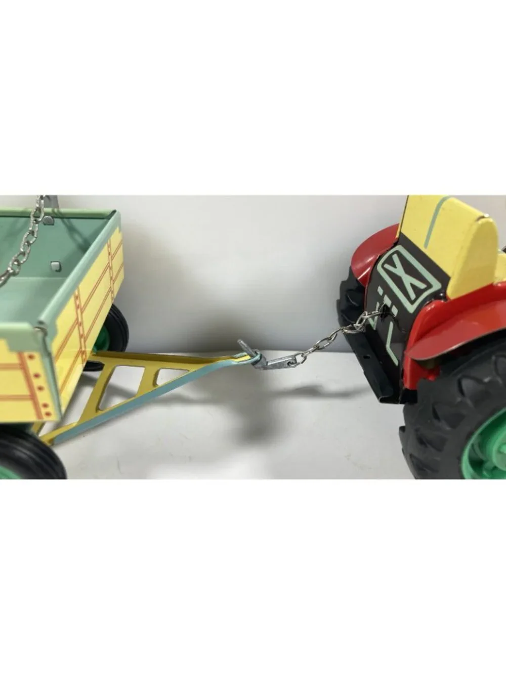 Vintage Kovap Zetor Czechoslovakia Tin Wind Up Toy Tractor & Trailer Used w/Box